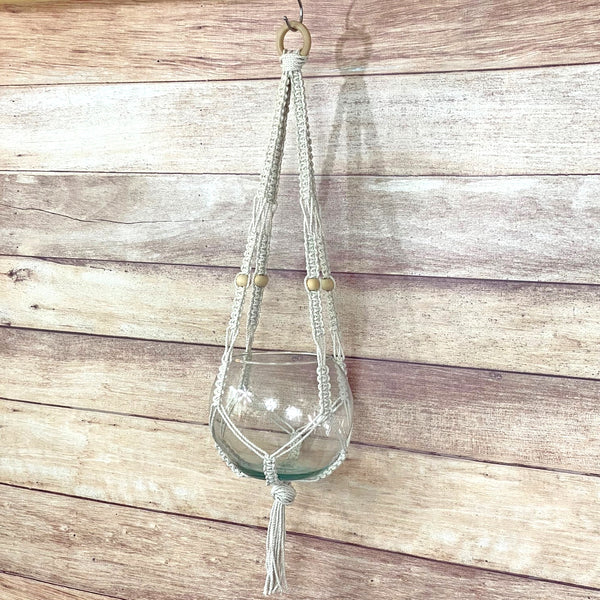 handmade macrame square knot plant hanger