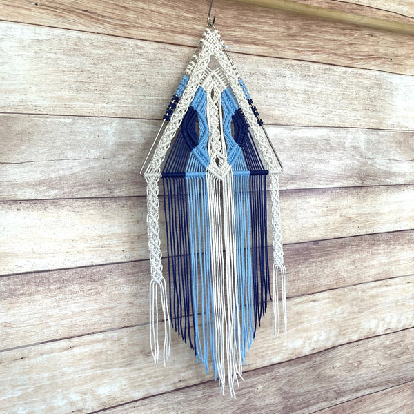 Small Blue & White Triangle Wall Hanging