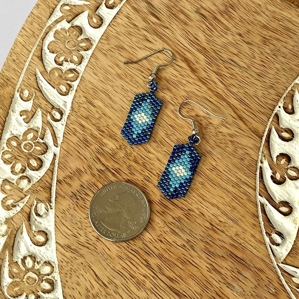 hand beaded small geometric tribal earrings