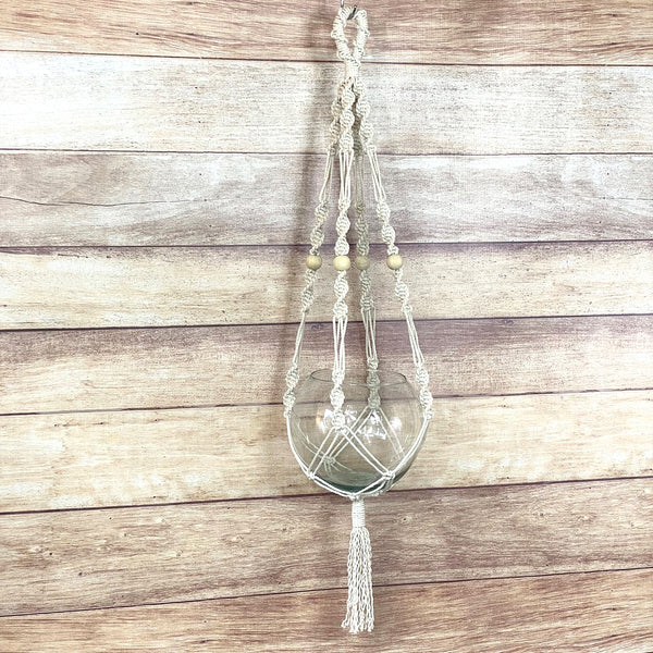 handmade macrame twist pattern cotton rope plant hanger