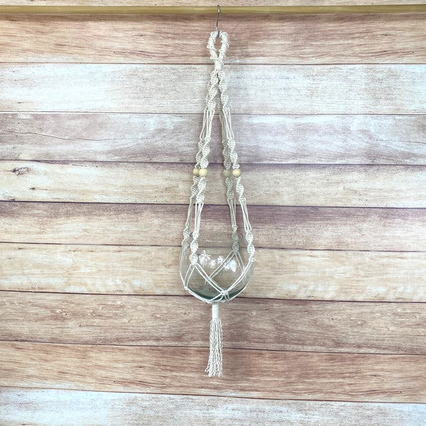 handmade macrame twist pattern cotton rope plant hanger