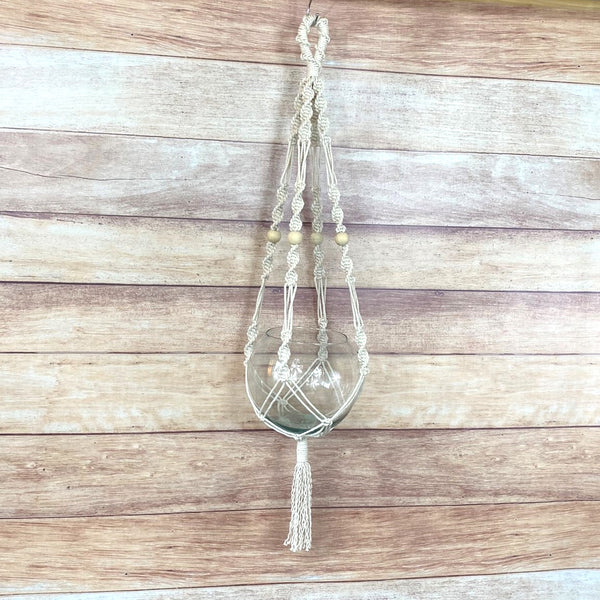 handmade macrame twist pattern cotton rope plant hanger