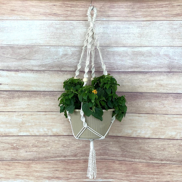 handmade macrame twist pattern cotton rope plant hanger