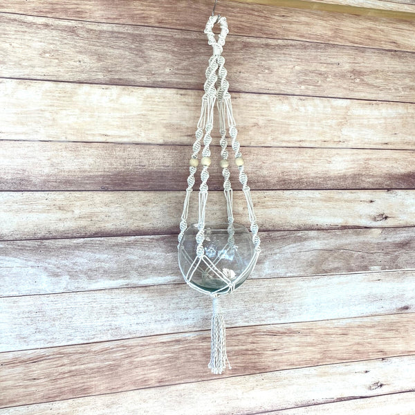 handmade macrame twist pattern cotton rope plant hanger