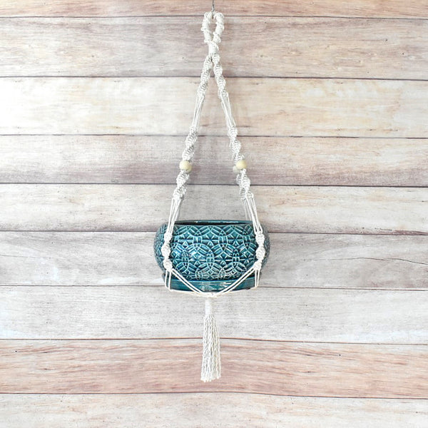 handmade macrame twist pattern cotton rope plant hanger