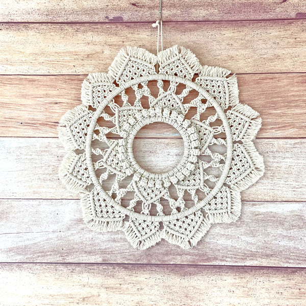 Hand made 18" macrame mandala 