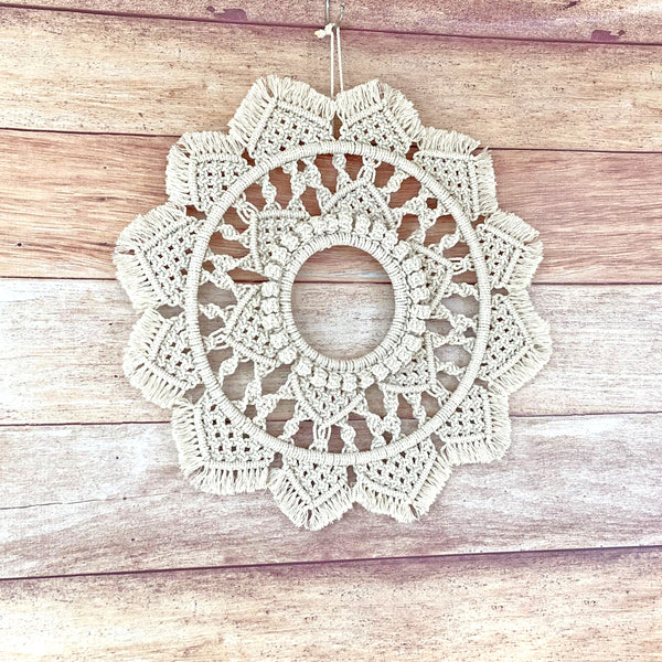 Hand made 18" macrame mandala