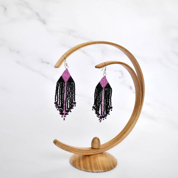 Hand Beaded Fringe Earrings with Swarovski Crystal beads