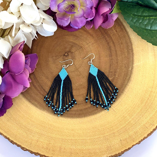 Hand Beaded Fringe Earrings with Swarovski Crystal beads