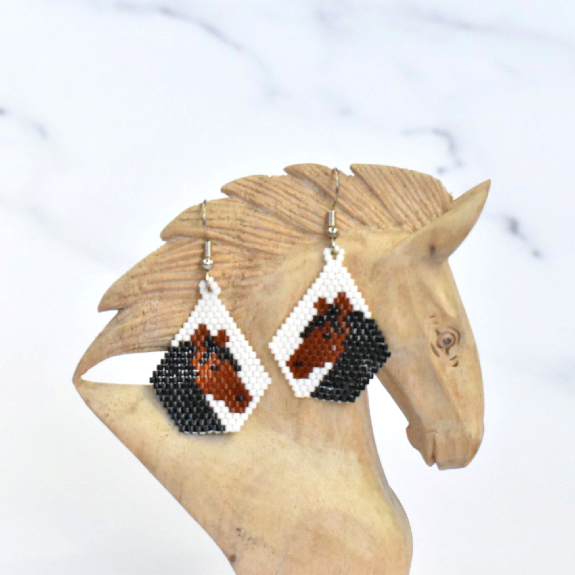 Beaded Horse Head Earrings