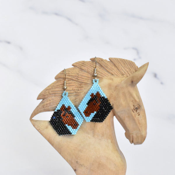 Beaded Horse Head Earrings