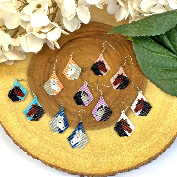 Beaded Horse Head Earrings