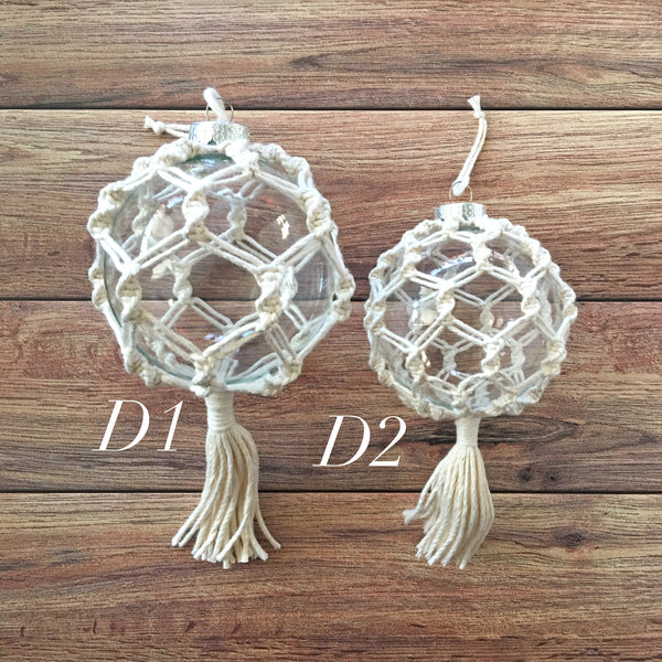 macrame Christmas glass ball ornaments