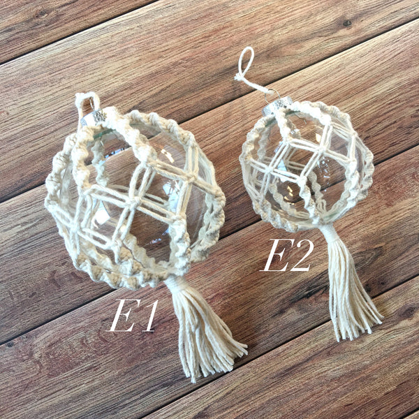 macrame Christmas glass ball ornaments