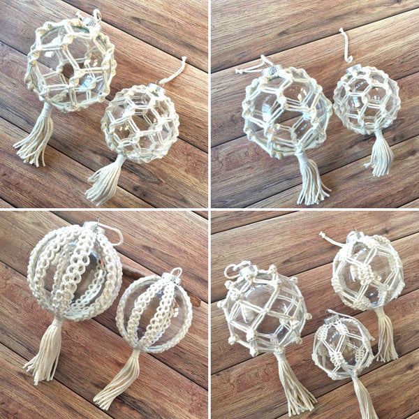 macrame Christmas glass ball ornaments