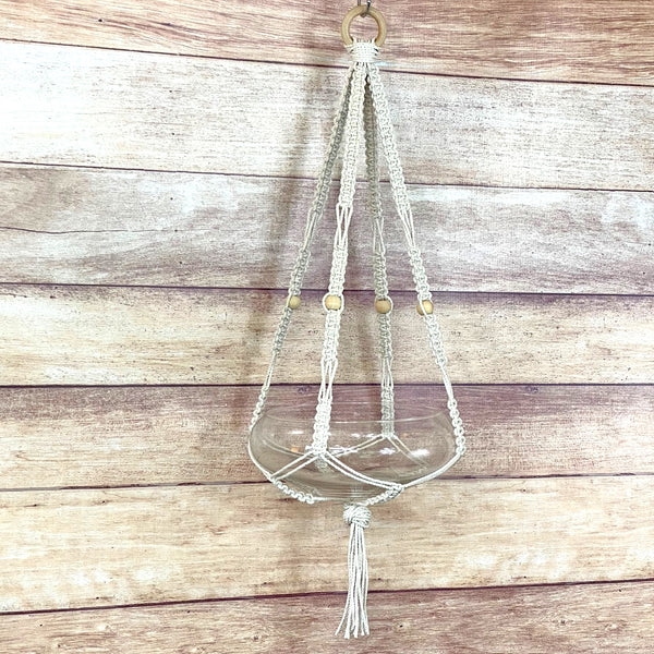 handmade macrame square knot plant hanger