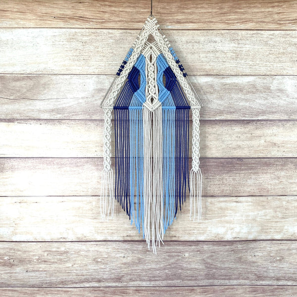 Small Blue & White Triangle Wall Hanging