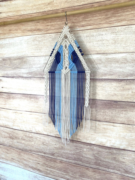 Small Blue & White Triangle Wall Hanging