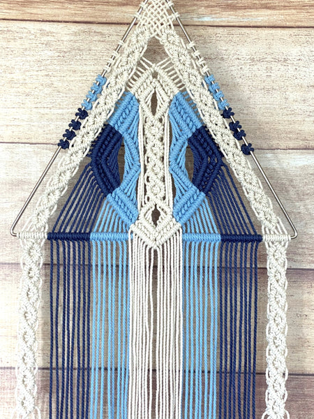 Small Blue & White Triangle Wall Hanging