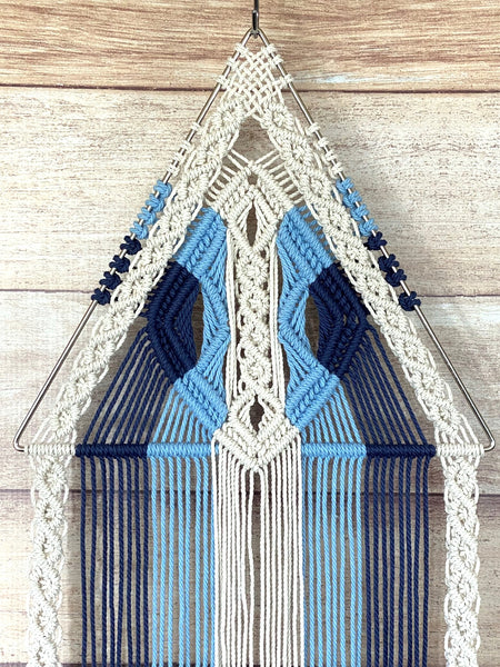 Small Blue & White Triangle Wall Hanging