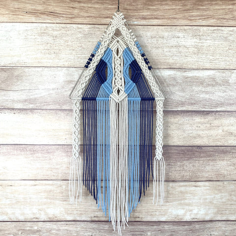 Small Blue & White Triangle Wall Hanging