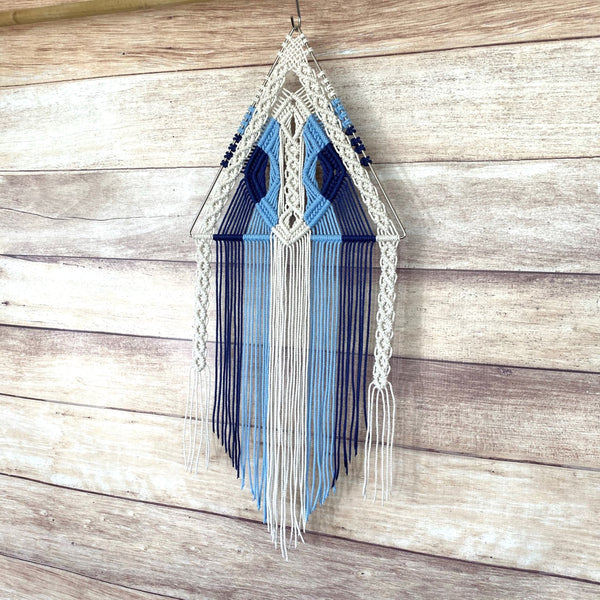 Small Blue & White Triangle Wall Hanging