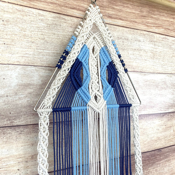 Small Blue & White Triangle Wall Hanging